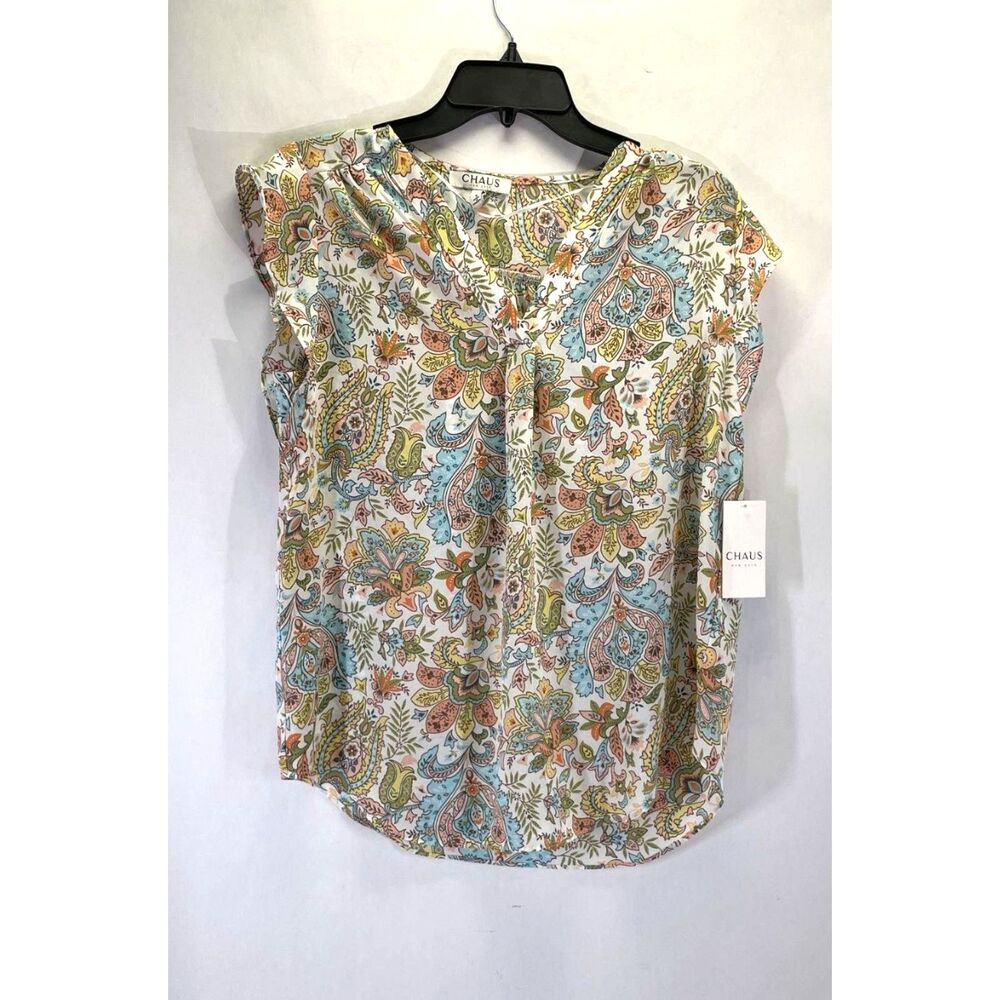Chaus New York Paisley Print Sleeveless Blouse Sz S NWT Top Career Women's Small